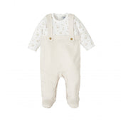 Babidu Baby Beige and Ivory Dungaree Babygrow